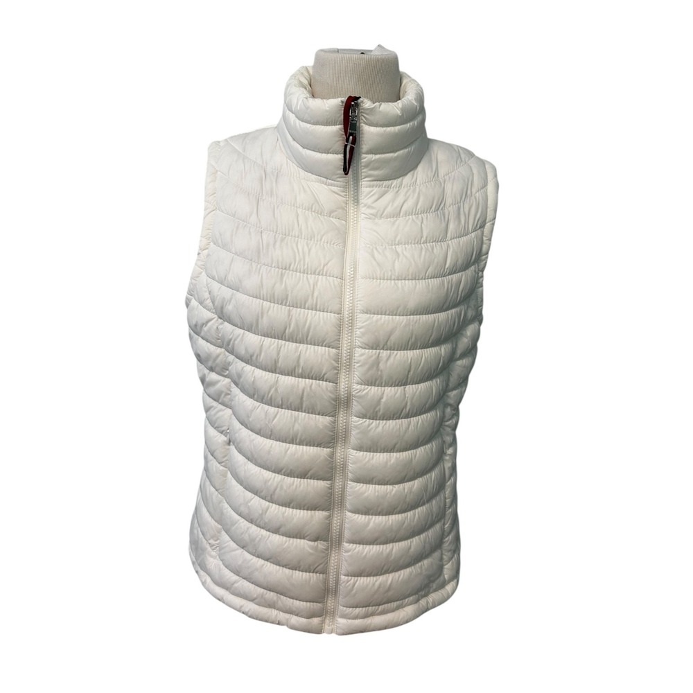 Tommy Hilfiger Womens‎ Large White Lightweight Quilted Puffer Vest Full Zip